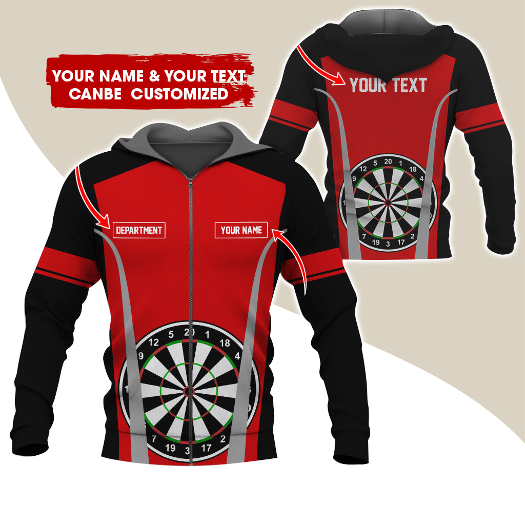 Customized Name, Text & Department Darts Premium Zip Hoodie, Personalized Darts Team Zip Hoodie For Men & Women - Gift For Darts Lovers, Darts Players