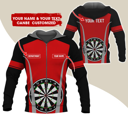 Customized Name, Text & Department Darts Premium Zip Hoodie, Personalized Darts Team Zip Hoodie For Men & Women - Gift For Darts Lovers, Darts Players