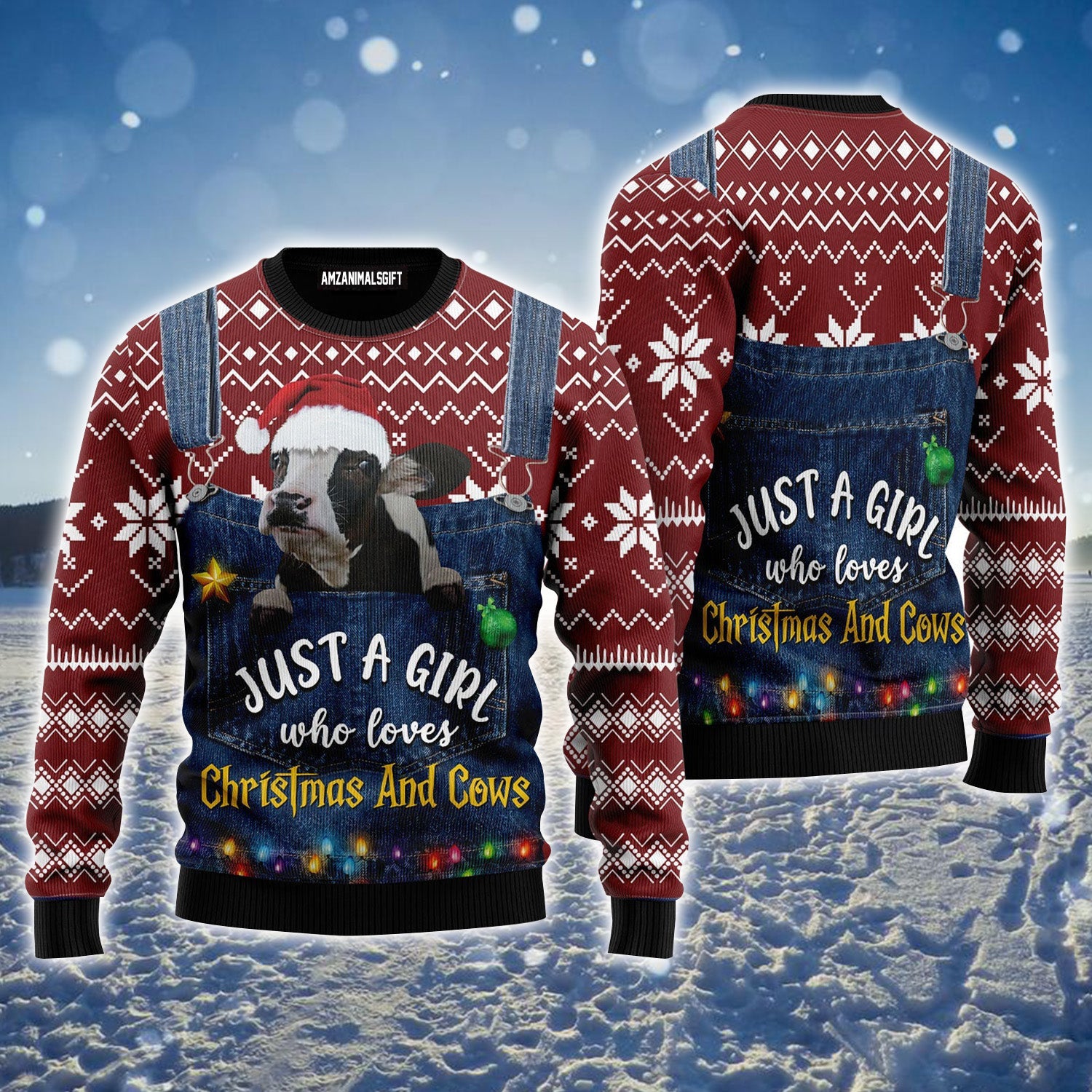 Dairy Cow Just A Girl Who Loves Christmas Ugly Christmas Sweater For Men & Women, Perfect Outfit For Christmas New Year Autumn Winter