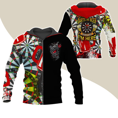 Darts Premium Zip Hoodie, Darts & Beer That’s Why I’m Here Zip Hoodie For Men & Women - Gift For Darts Lovers, Darts Players