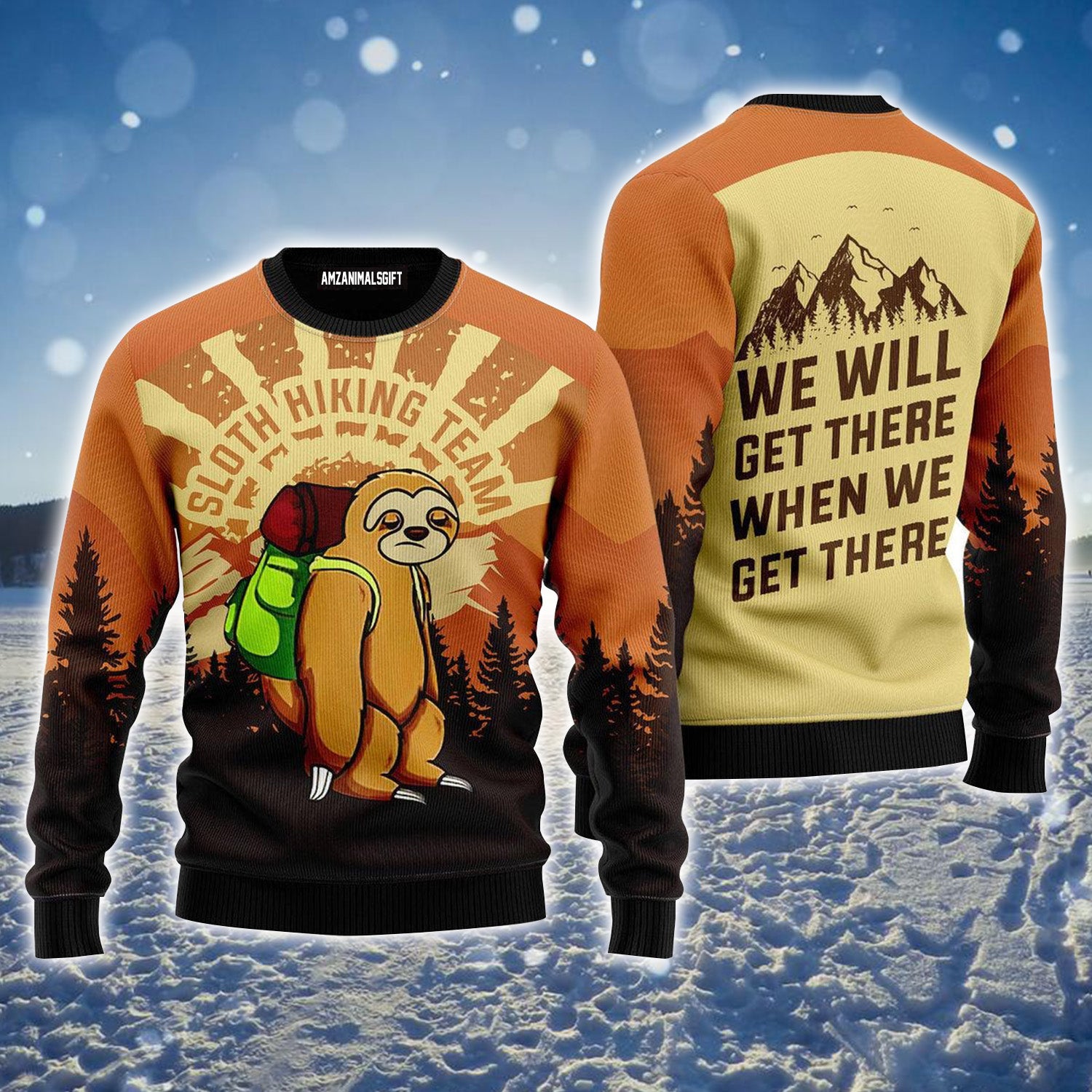 Sloth Hiking Ugly Sweater For Men & Women, Perfect Outfit For Christmas New Year Autumn Winter