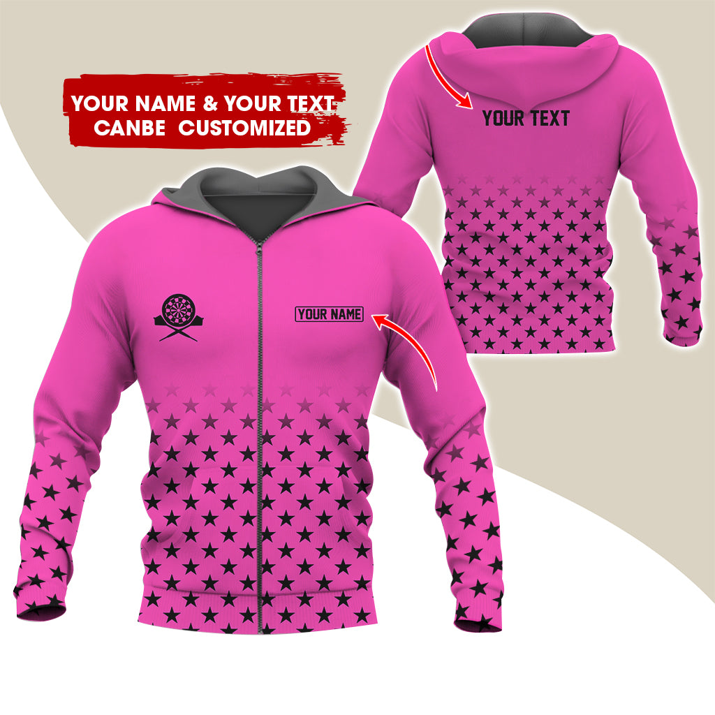 Customized Name & Text Darts Premium Zip Hoodie, Custom Name Darts Zip Hoodie For Men & Women - Gift For Darts Lovers, Darts Players