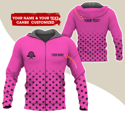 Customized Name & Text Darts Premium Zip Hoodie, Custom Name Darts Zip Hoodie For Men & Women - Gift For Darts Lovers, Darts Players