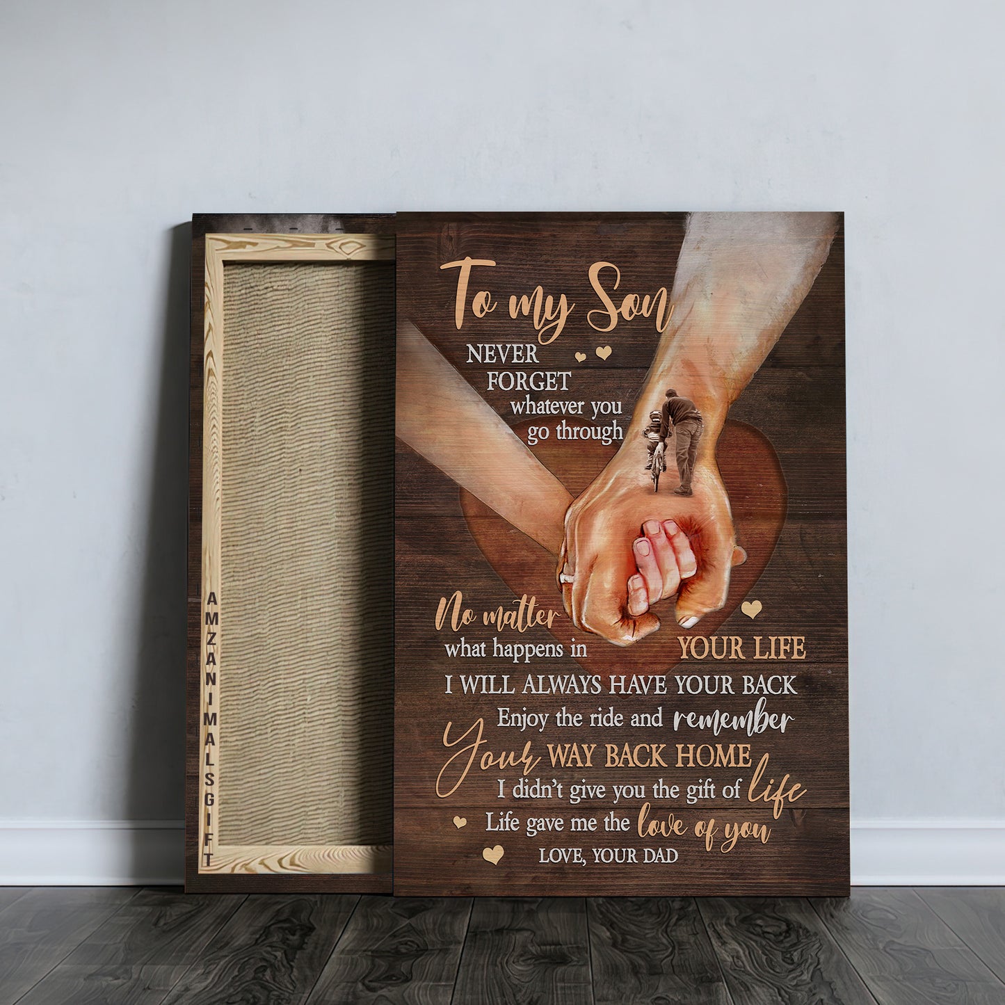 Family Premium Wrapped Portrait Canvas - Dad To Son, Holding Hands, Sweet Heart, I Will Always Have Your Back - Gift For Members Family