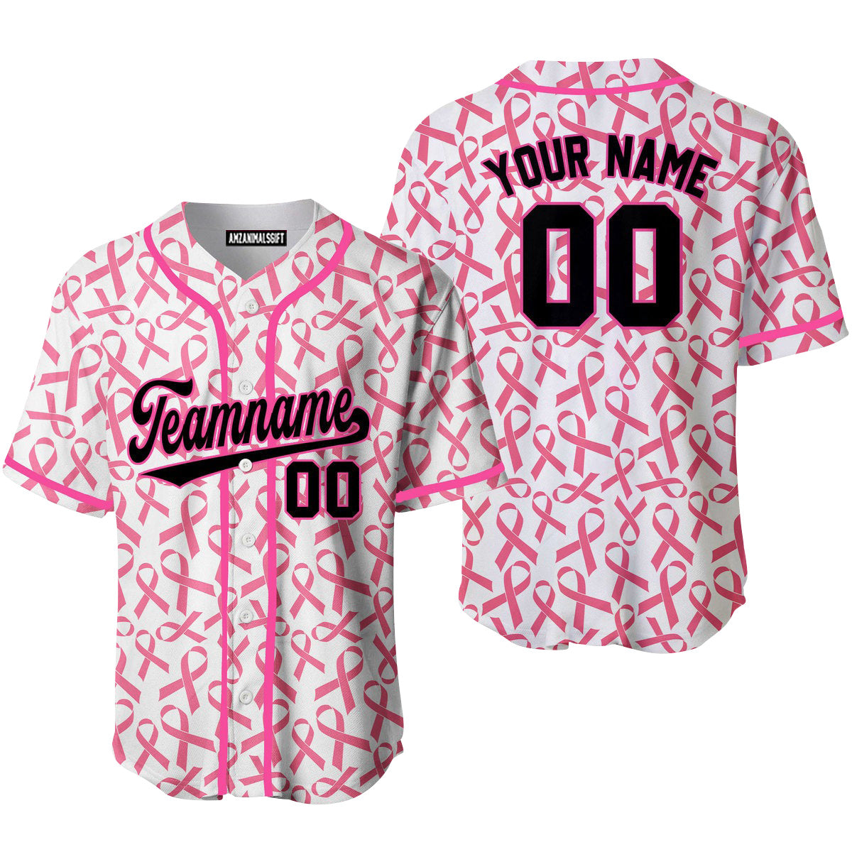 Custom Ribbon Seamless Breast Cancer Baseball Jersey, Perfect Outfit For Men And Women On Breast Cancer Survivors Baseball Team Baseball Fans