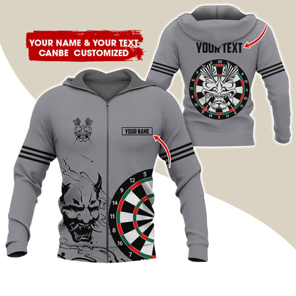 Customized Name & Text Dragon Darts  Premium Zip Hoodie, Custom Name & Text Darts Zip Hoodie For Men & Women - Gift For Darts Lovers, Darts Players
