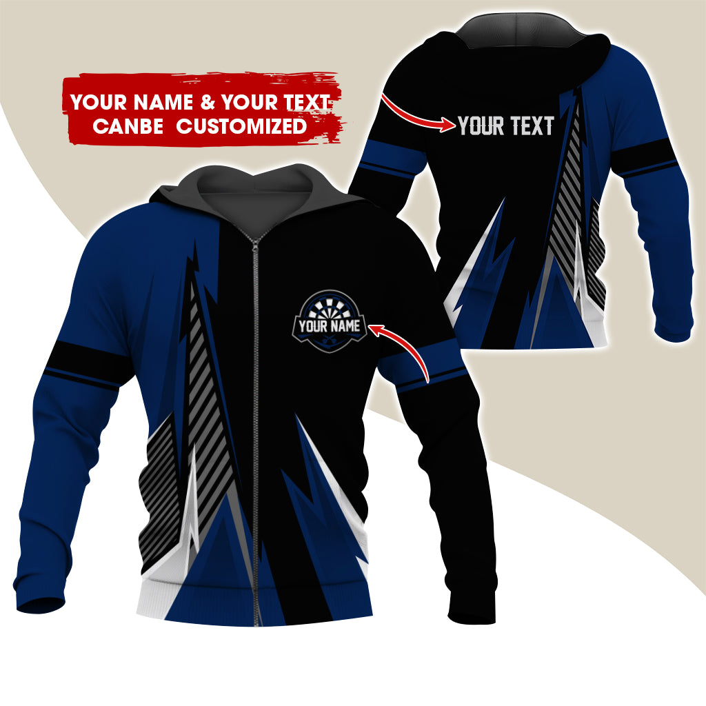 Customized Name & Text Darts Premium Zip Hoodie , Personalized Name Darts Zip Hoodie For Men & Women - Gift For Darts Lovers, Darts Players