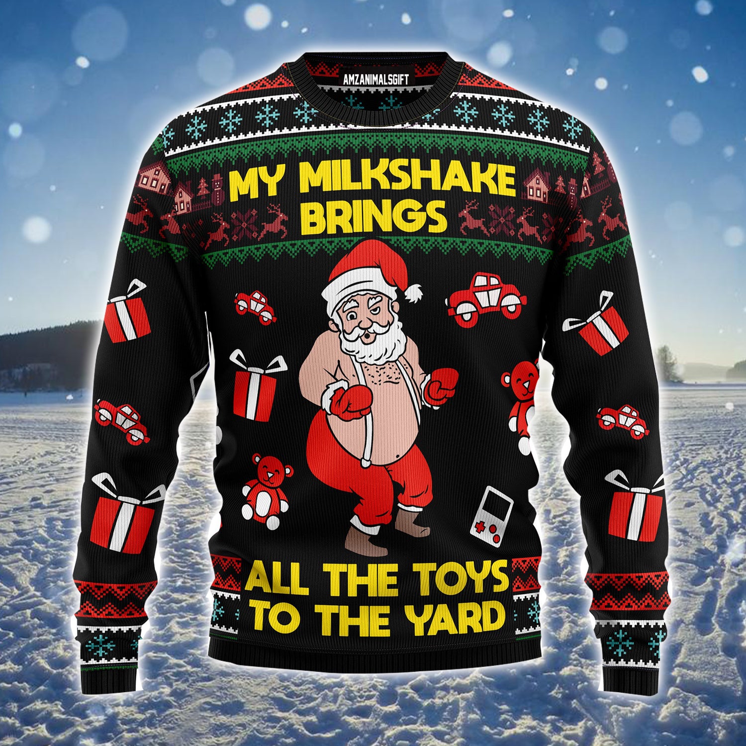 Santa Claus Ugly Christmas Sweater, Funny Claus My Milkshake Bring Christmas Ugly Sweater For Men & Women - Perfect Gift For Christmas, Friends