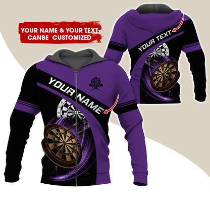 Personalized Name Darts Premium Zip Hoodie , Custom Name Dartboard Zip Hoodie For Men & Women - Gift For Darts Lovers, Darts Players