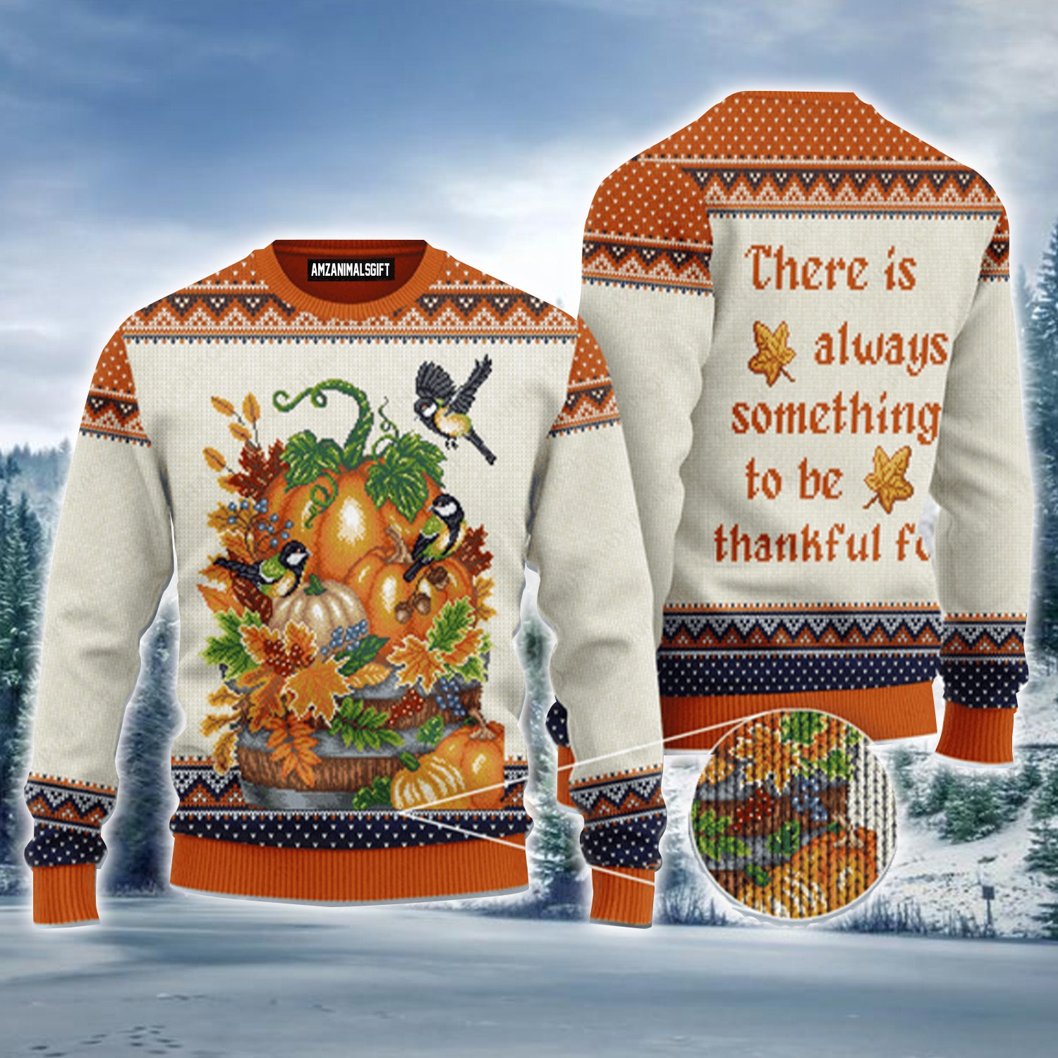 Thanksgiving Floral Pumpkin Bird Urly Sweater, Thanksgiving Sweater For Men & Women - Perfect Gift For Thanksgiving, New Year, Winter, Christmas