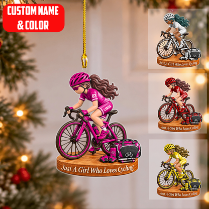 Personalized Cycling Christmas Flat Printed Acrylic Ornament, Road Biking Action Setup, Custom Ornament Christmas Gift, Keychain Cycling, Car Ornament Cycling
