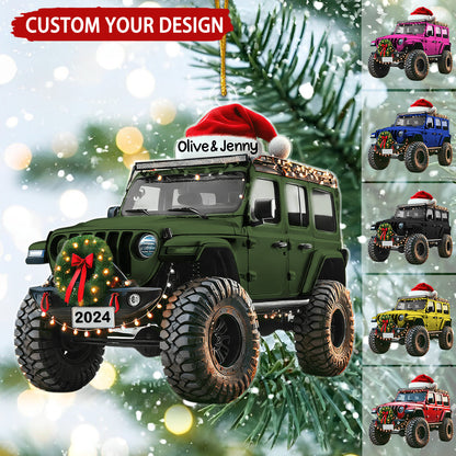 Personalized Wrangler Off-road Car Flat Acrylic Ornament, Meaningful Ornament Gifts For Family, Friends, Off-road Lovers