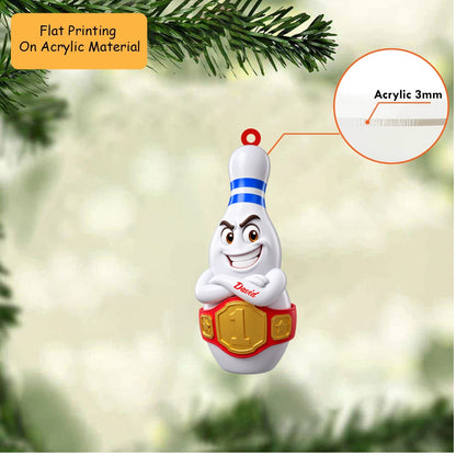 Personalized Bowling Champion Christmas Ornament, Fierce Pin With Championship Belt, Custom Ornament Christmas Gift, Keychain Bowling, Car Ornament Bowling