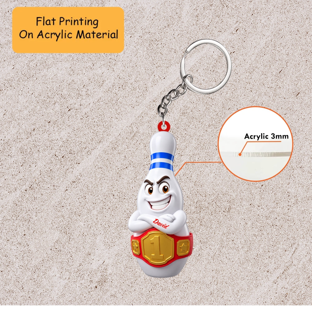 Personalized Bowling Champion Christmas Ornament, Fierce Pin With Championship Belt, Custom Ornament Christmas Gift, Keychain Bowling, Car Ornament Bowling