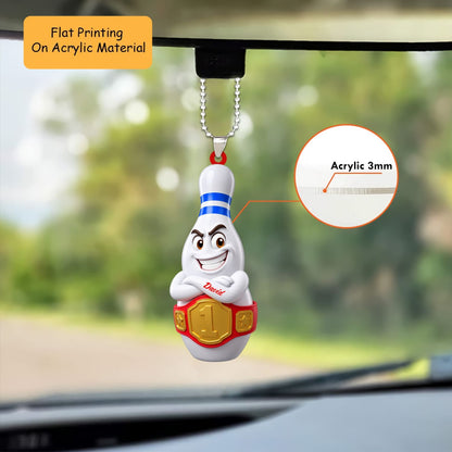 Personalized Bowling Champion Christmas Ornament, Fierce Pin With Championship Belt, Custom Ornament Christmas Gift, Keychain Bowling, Car Ornament Bowling