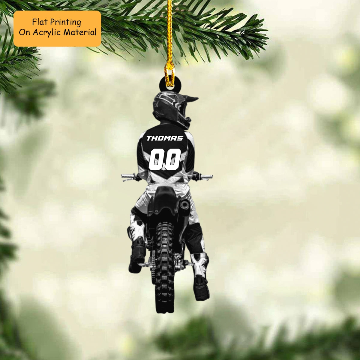 Personalized Motocross Riders Back View Flat Acrylic Ornament, Christmas Ornament Gifts For Son, Grandson, Motocross Riders