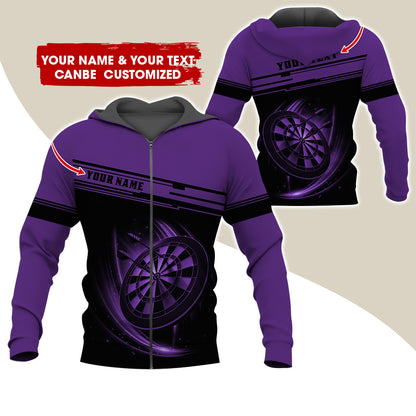 Personalized Name & Text Darts Premium Zip Hoodie, Custom Name Dartboard Zip Hoodie For Men & Women - Gift For Darts Lovers, Darts Players