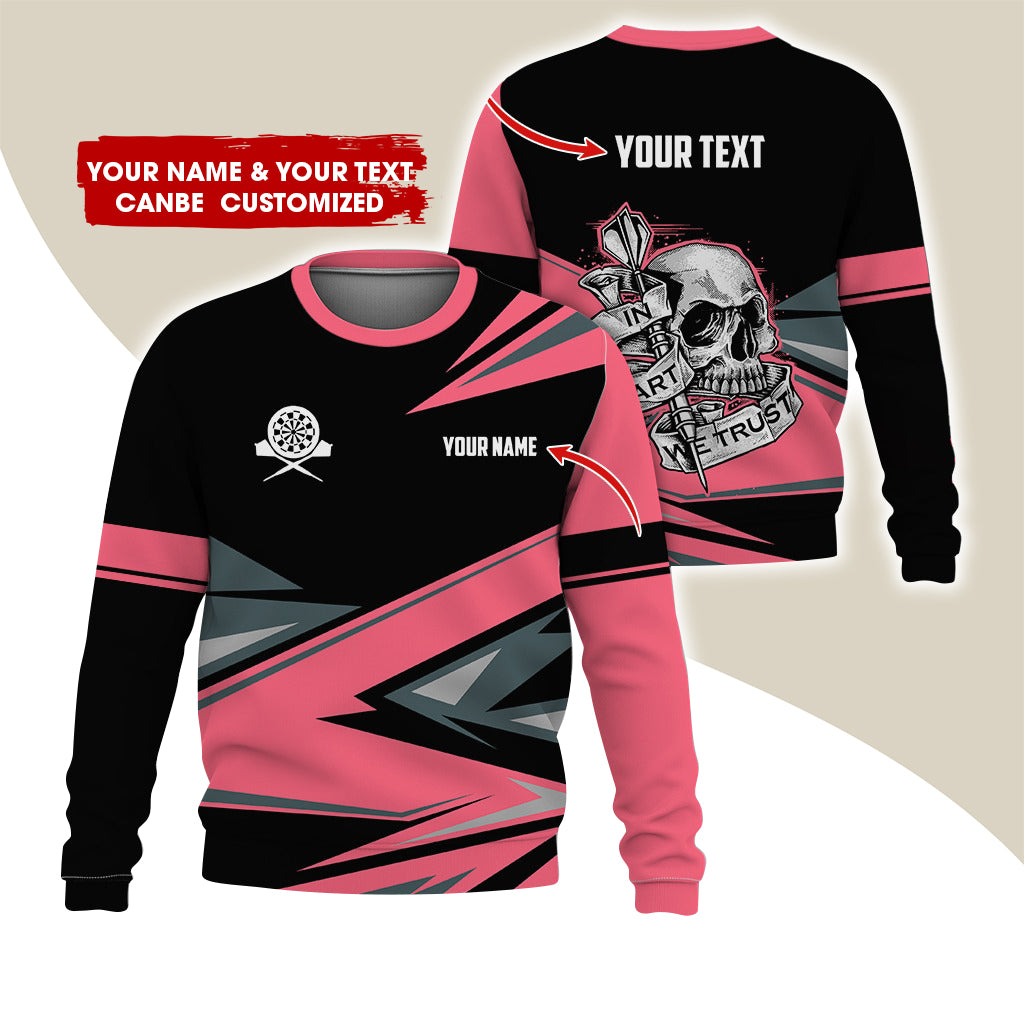 Customized Name & Text Darts Sweatshirt, Personalized Skull Darts Sweatshirt For Men & Women - Gift For Darts Lovers, Darts Players