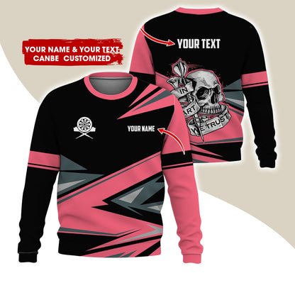 Customized Name & Text Darts Sweatshirt, Personalized Skull Darts Sweatshirt For Men & Women - Gift For Darts Lovers, Darts Players