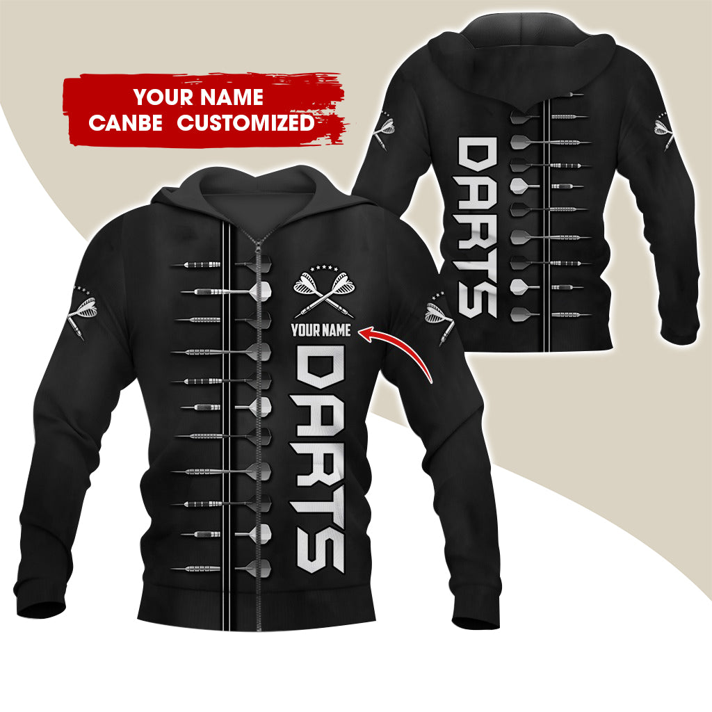 Custom Name Darts Premium Zip Hoodie, Personalized Name Darts Zip Hoodie For Men & Women - Gift For Darts Lovers, Darts Players