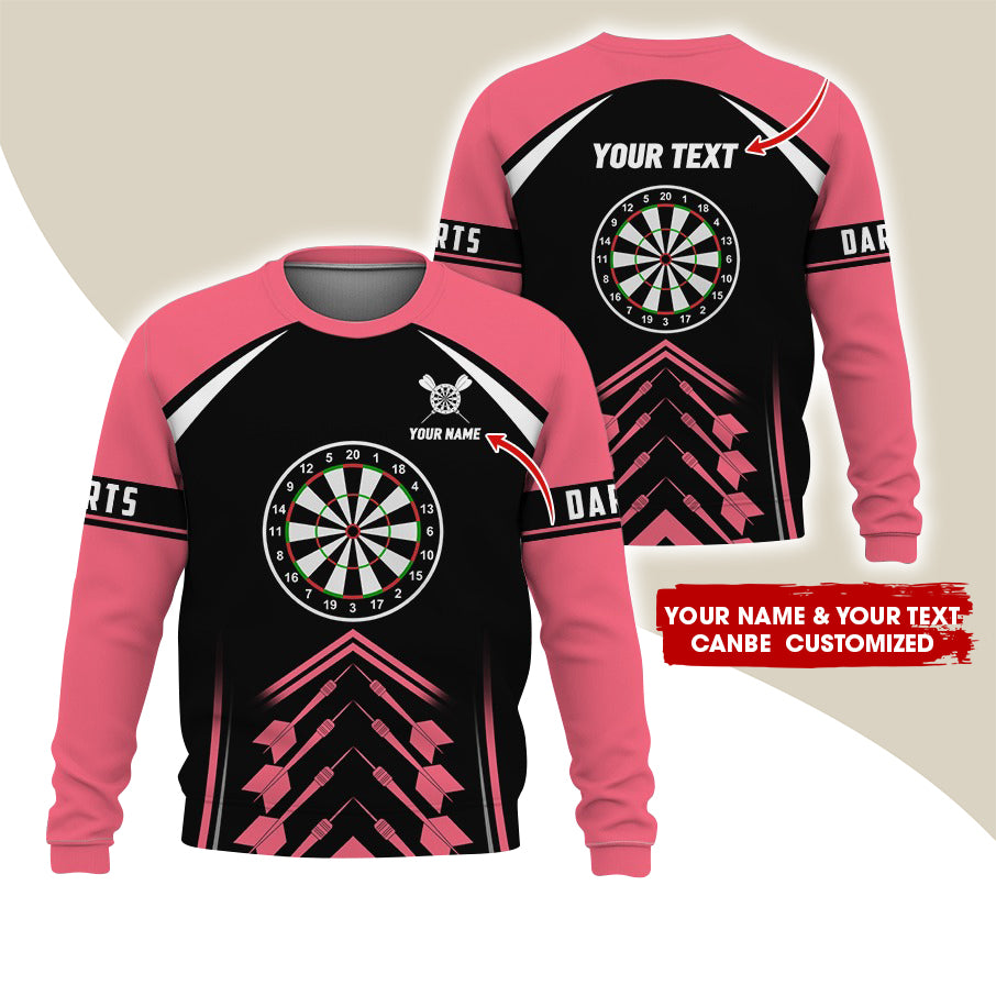 Customized Name & Text Darts Sweatshirt, Personalized Dartboard Uniform Sweatshirt For Men & Women - Gift For Darts Lovers, Darts Players