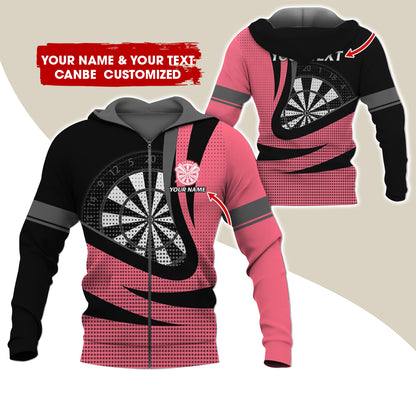 Custom Name & Text Darts Premium Zip Hoodie, Customized Name Polka Dots Darts Zip Hoodie For Men & Women - Gift For Darts Lovers, Darts Players
