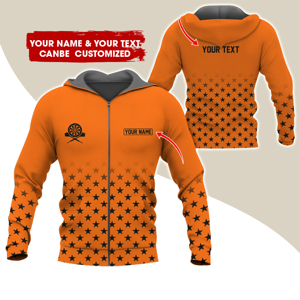 Customized Name & Text Darts Premium Zip Hoodie, Custom Name Darts Zip Hoodie For Men & Women - Gift For Darts Lovers, Darts Players