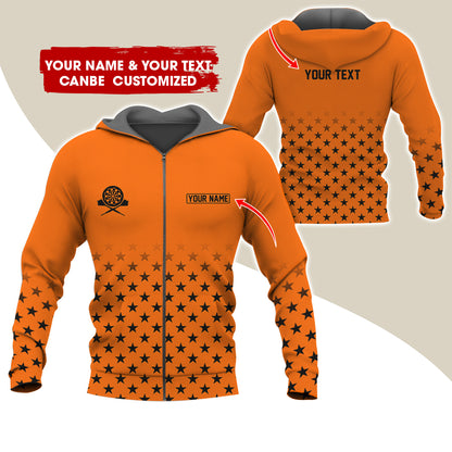 Customized Name & Text Darts Premium Zip Hoodie, Custom Name Darts Zip Hoodie For Men & Women - Gift For Darts Lovers, Darts Players