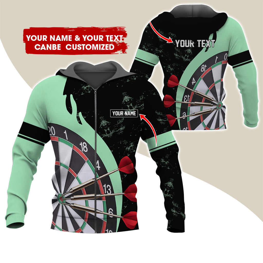 Personalized Name & Text Darts Premium Zip Hoodie, Custom Name Darts Team Zip Hoodie For Men & Women - Gift For Darts Lovers, Darts Players