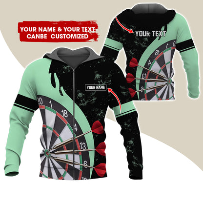 Personalized Name & Text Darts Premium Zip Hoodie, Custom Name Darts Team Zip Hoodie For Men & Women - Gift For Darts Lovers, Darts Players