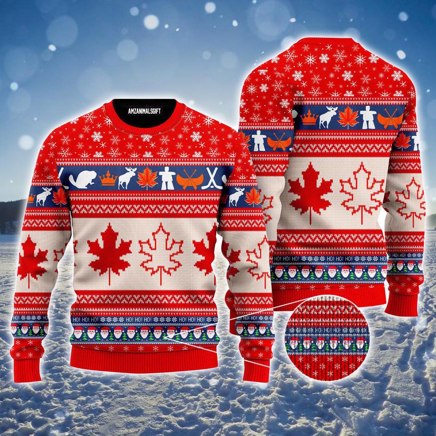 Canada Maple Leaf Ugly Christmas Sweater, Christmas Pattern Ugly Sweater For Men & Women - Gift For Christmas, Friends, Family