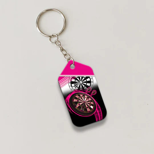 The Coolest Girls Throw Darts Pink Acrylic Keychain For Darts Players - Christmas Gift For Darts Lovers, Darts Team, Family, Friends