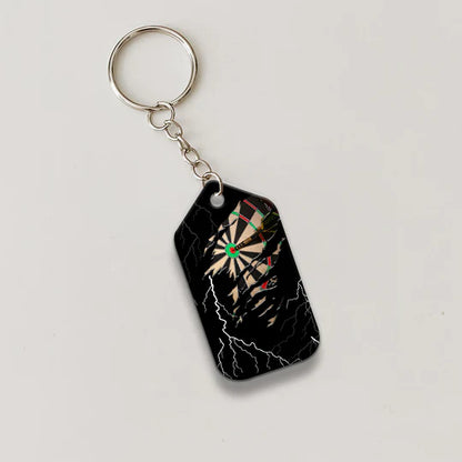 Bullseye Dartboard Thunder Customized Name Grim Reaper And Darts Acrylic Keychain - Christmas Gift For Darts Lovers, Darts Players