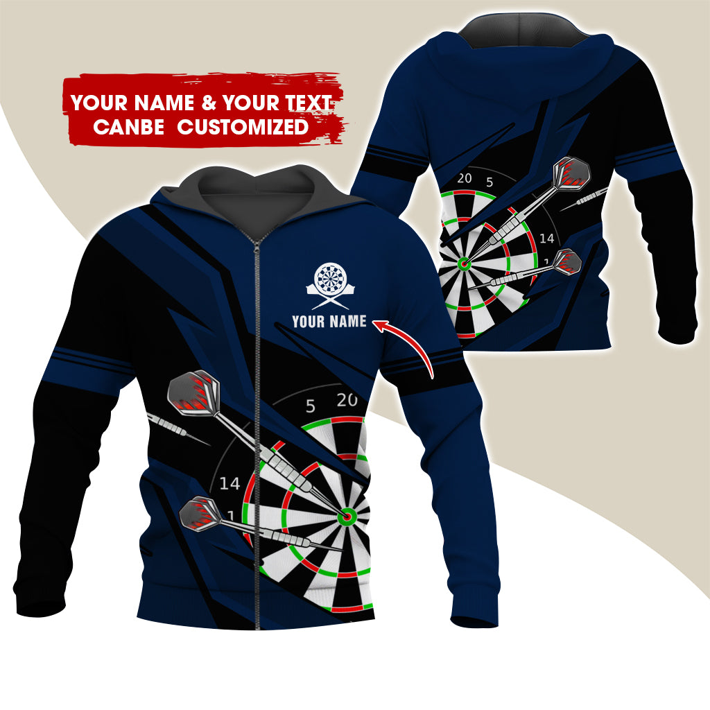 Customized Darts Premium Zip Hoodie, Personalized Name & Text Darts Team Zip Hoodie For Men & Women - Gift For Darts Lovers, Darts Players