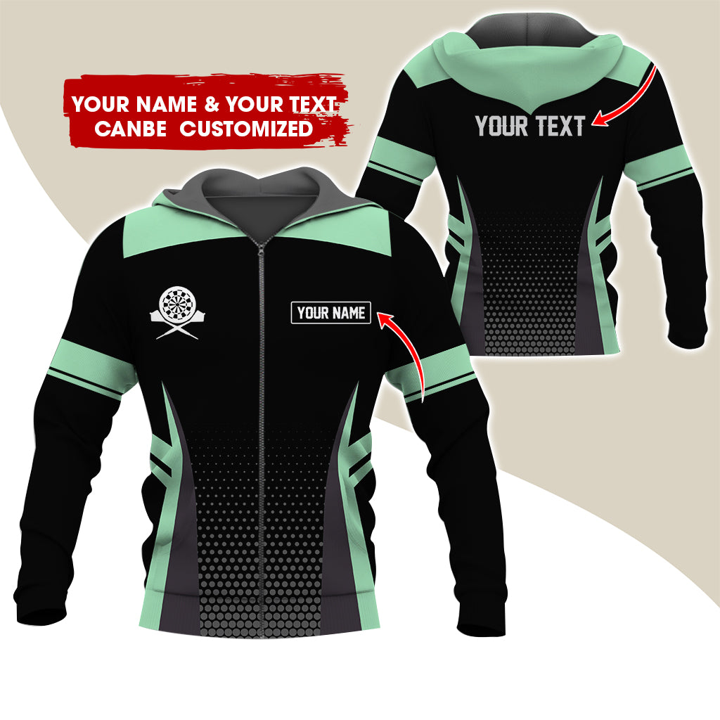 Custom Name & Text Darts Premium Zip Hoodie, Personalized Name Darts Uniforms Zip Hoodie For Men & Women - Gift For Darts Lovers, Darts Players