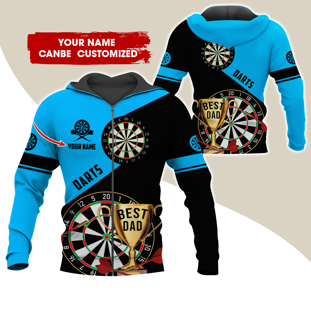 Customized Name Darts Premium Zip Hoodie , Personalized Name Best Dad Darts Zip Hoodie For Men & Women - Gift For Darts Lovers, Darts Players