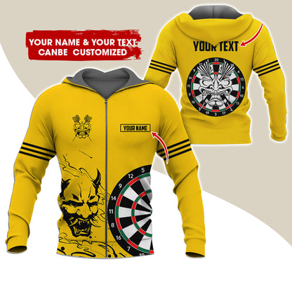 Customized Name & Text Dragon Darts  Premium Zip Hoodie, Custom Name & Text Darts Zip Hoodie For Men & Women - Gift For Darts Lovers, Darts Players