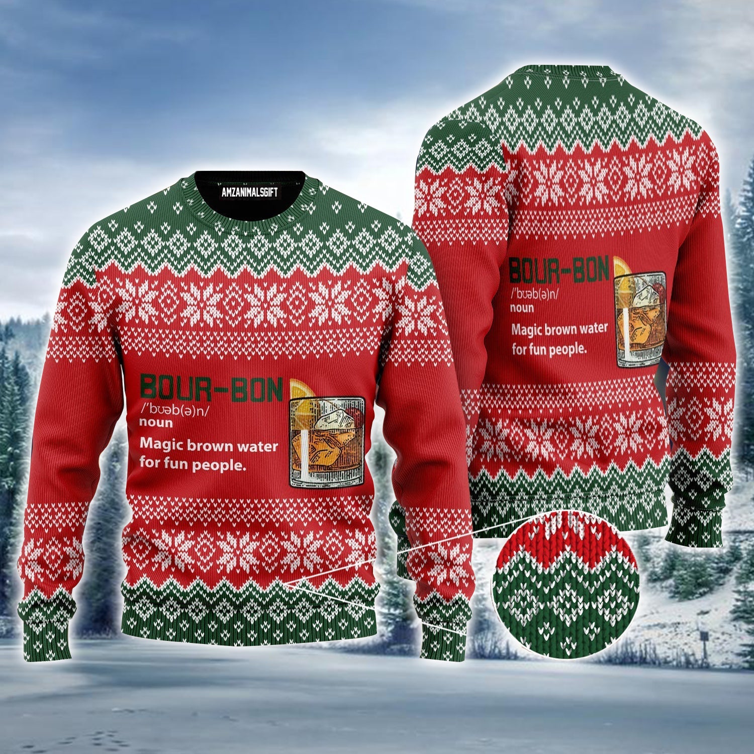Bourbon Ugly Sweater, Christmas Pattern Ugly Sweater, Magic Water Ugly Sweater For Men & Women - Perfect Gift For Christmas, Bourbon Lovers