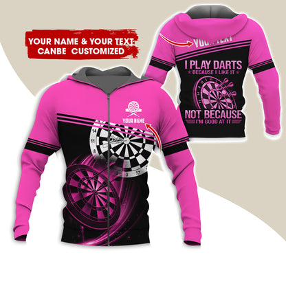 Customized Name Darts Premium Zip Hoodie, Personalized I Play Darts Zip Hoodie For Men & Women - Gift For Darts Lovers, Darts Players