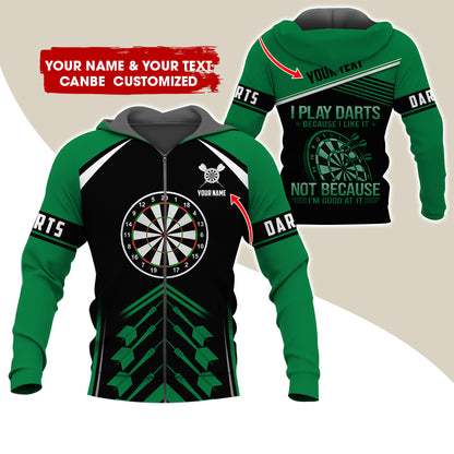 Customized Name Darts Premium Zip Hoodie, Personalized I Play Darts Zip Hoodie For Men & Women - Gift For Darts Lovers, Darts Players