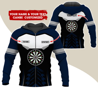 Personalized Name Darts Team Premium Zip Hoodie, Customized Dartboard Zip Hoodie For Men & Women - Gift For Darts Lovers, Darts Players
