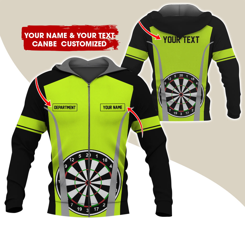 Customized Name, Text & Department Darts Premium Zip Hoodie, Personalized Darts Team Zip Hoodie For Men & Women - Gift For Darts Lovers, Darts Players