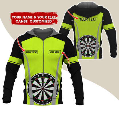 Customized Name, Text & Department Darts Premium Zip Hoodie, Personalized Darts Team Zip Hoodie For Men & Women - Gift For Darts Lovers, Darts Players