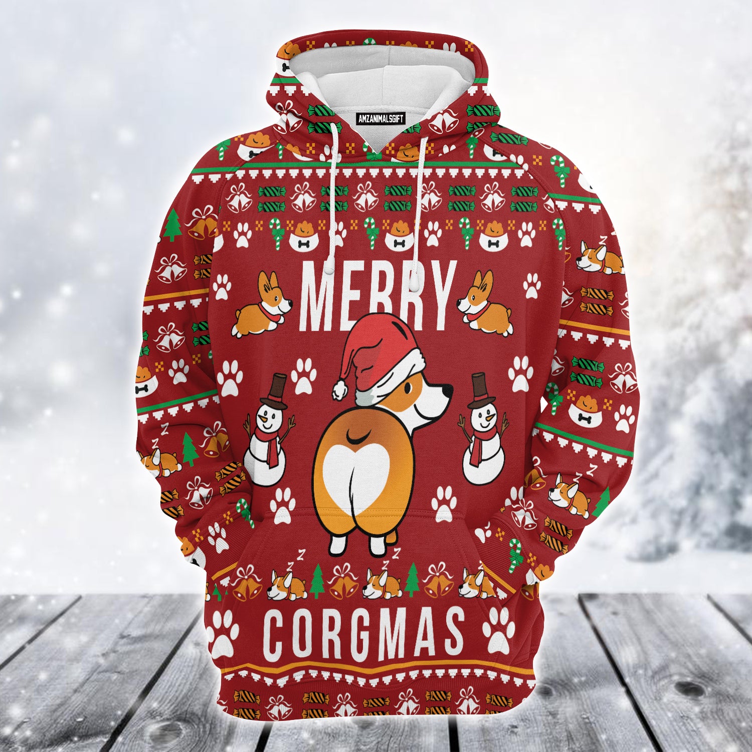 Funny Corgi Xmas Premium Christmas Hoodie, Corgi Merry Corgmas Unisex Hoodie For Men & Women - Perfect Gift For Christmas, Corgi Lovers