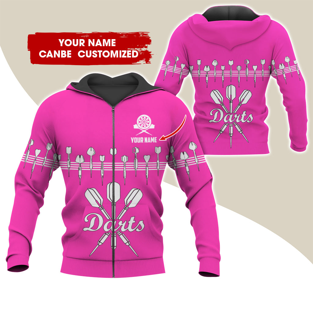 Customized Name Darts Premium Zip Hoodie, Personalized Name Darts Zip Hoodie For Men & Women - Gift For Darts Lovers, Darts Players