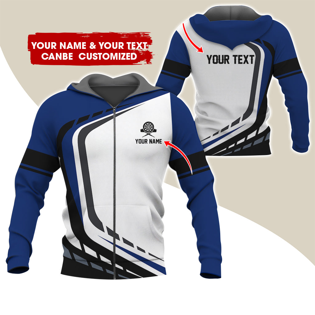 Custom Name Darts Premium Zip Hoodie, Personalized Name & Text  Darts Team Uniforms Zip Hoodie For Men & Women - Gift For Darts Lovers, Darts Players