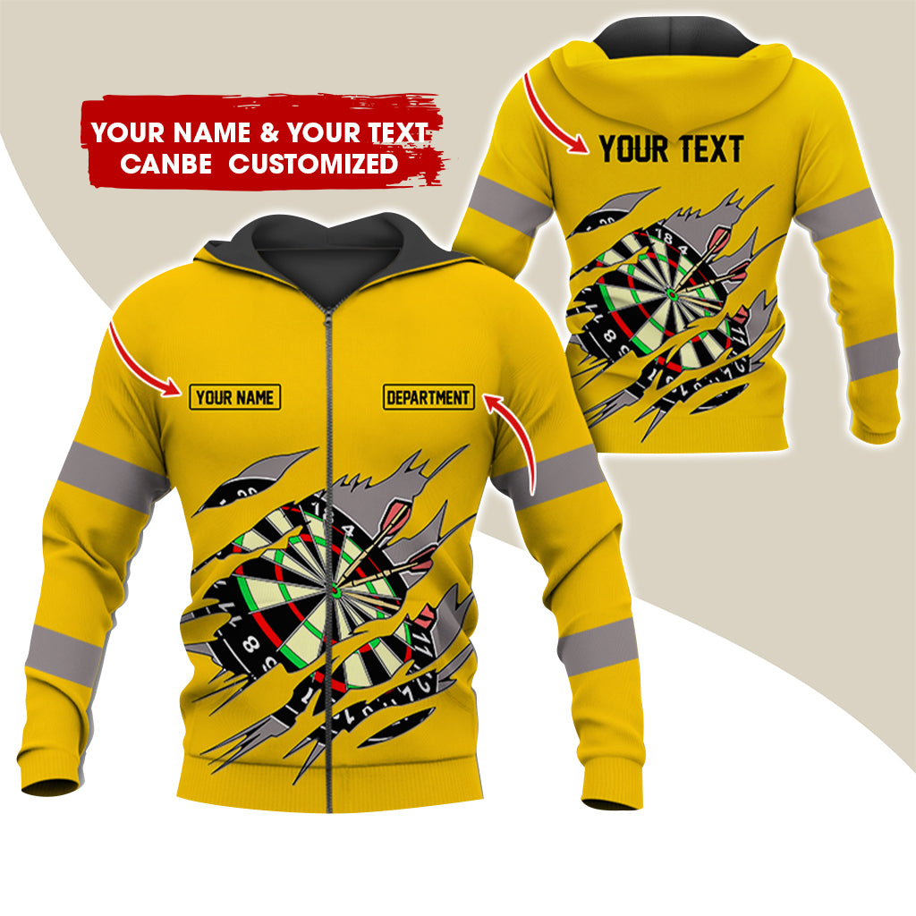 Customized Name & Text Darts Premium Zip Hoodie, Personalized Name & Text Dartboard Zip Hoodie For Men & Women - Gift For Darts Lovers, Darts Players