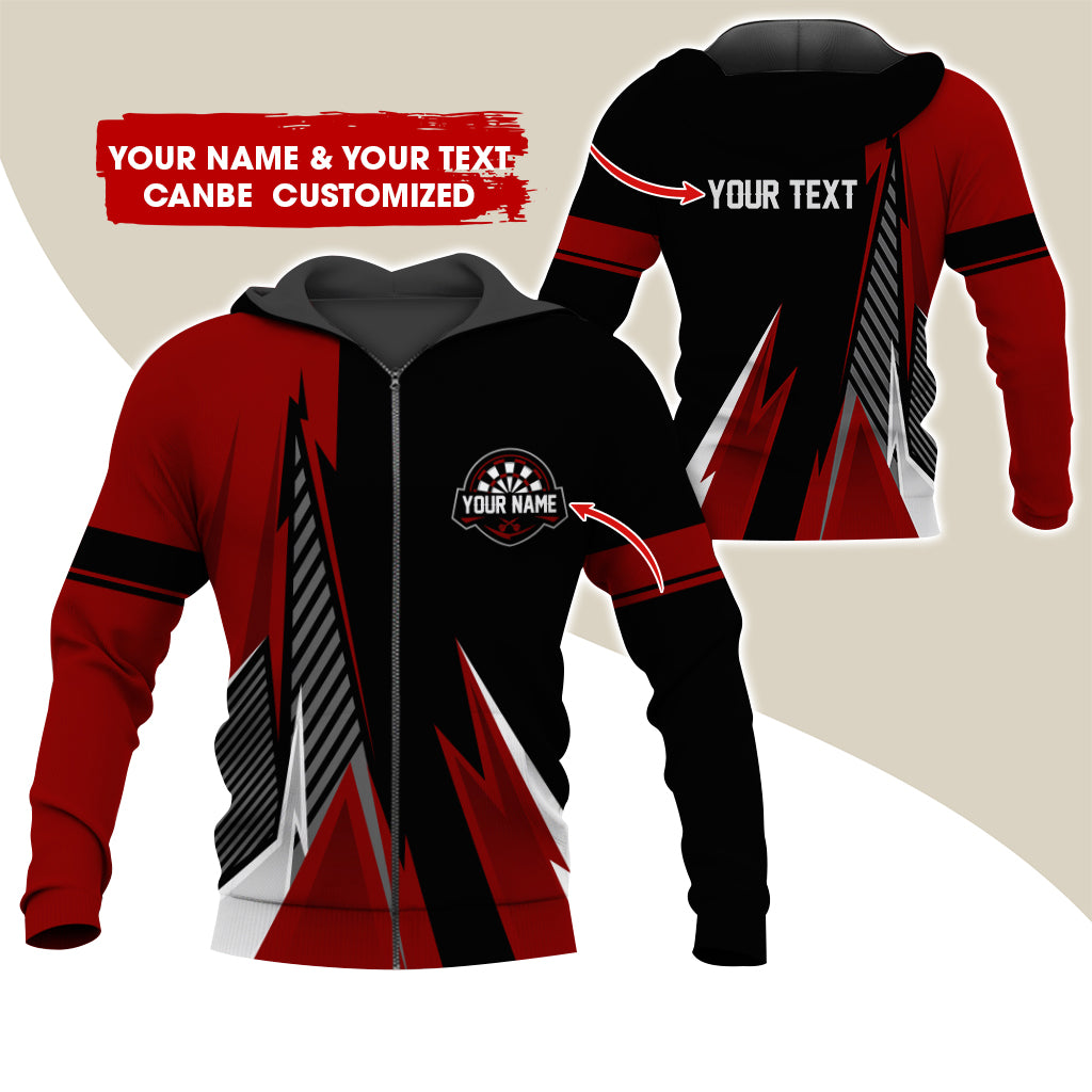 Customized Name & Text Darts Premium Zip Hoodie , Personalized Name Darts Zip Hoodie For Men & Women - Gift For Darts Lovers, Darts Players