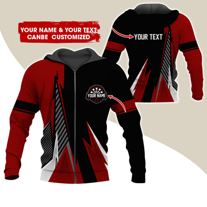 Customized Name & Text Darts Premium Zip Hoodie , Personalized Name Darts Zip Hoodie For Men & Women - Gift For Darts Lovers, Darts Players