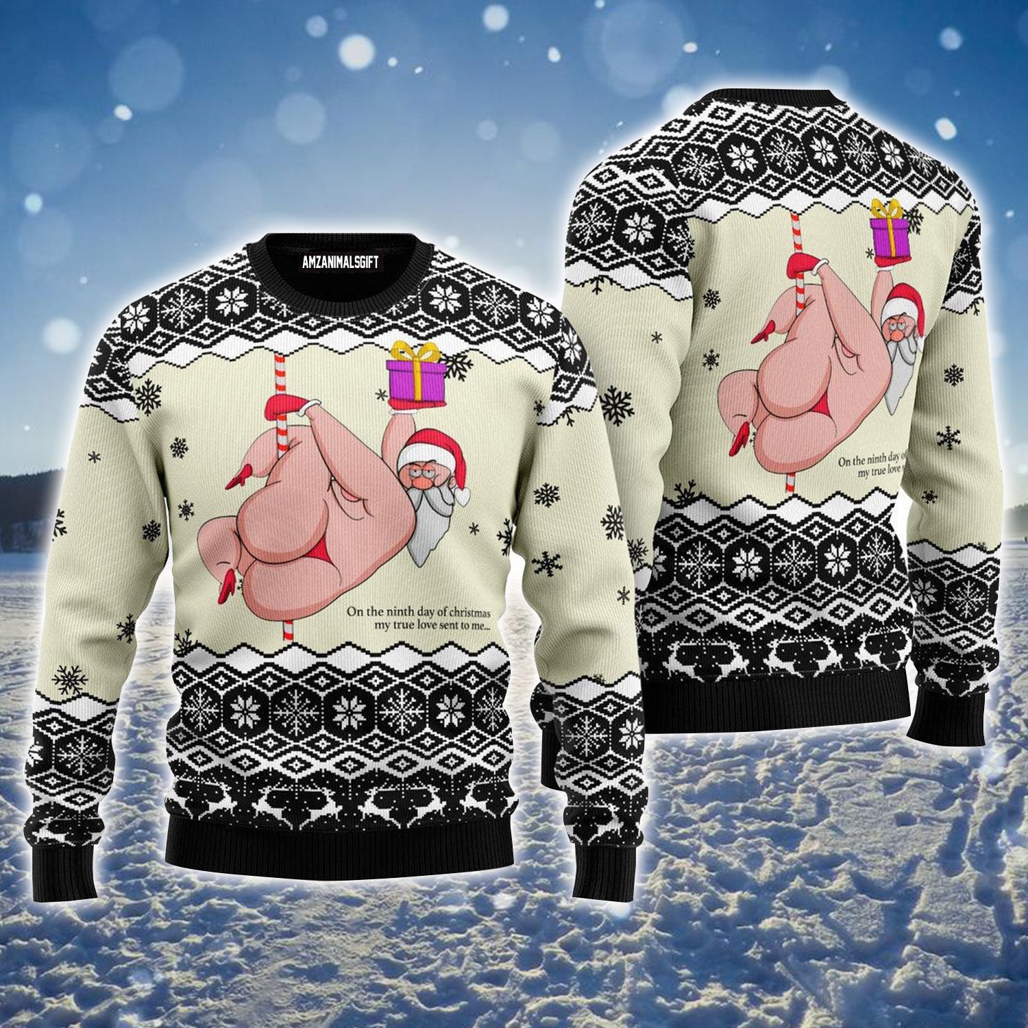 Sexy Santa Dancing On The Ninth Day Of Christmas Ugly Sweater For Men & Women, Perfect Outfit For Christmas New Year Autumn Winter